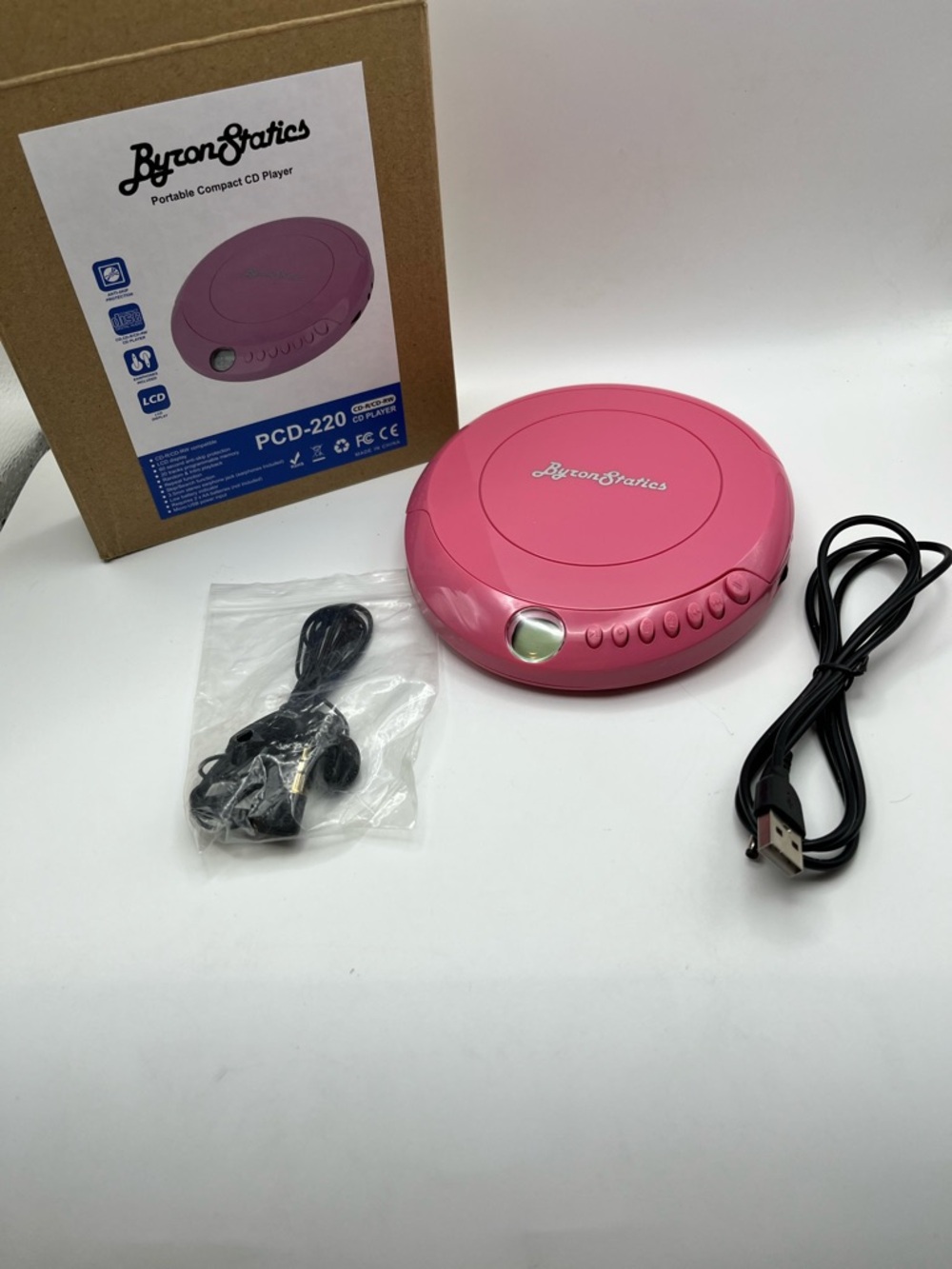 Byron Statics Portable CD Player PCD-220 - Pink